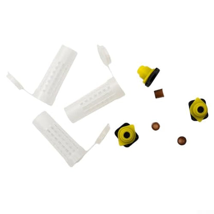 Queen Rearing Cup Kit with 100 Brown Cell, Plastic for BEEKEEPING Cage System for Grafting-Free Larvae Transfer, Includes Holders and Curler Cages for Hive Management