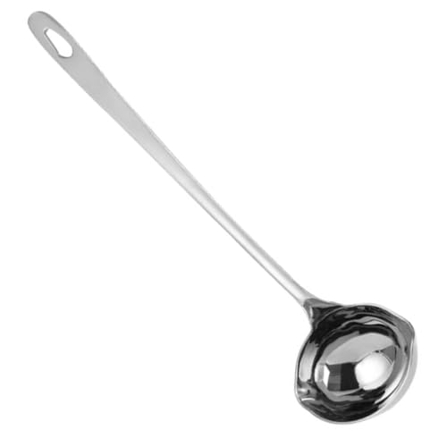 Hemoton Stainless Steel Double Spout Ladle with Long Handle for Controlled Pouring Soup and Canning Kitchen Utensil