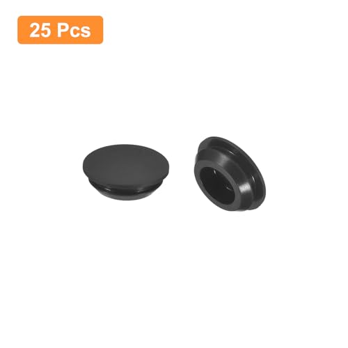 uxcell 25Pcs Silicone Plugs, Rubber Round Snap in Locking Hole Plugs for 15.5-17mm Hole, Hole Stoppers Waterproof Hole Plug for Metal Tube, Furniture End Caps Inserts, Black - size: 15.5-17mm