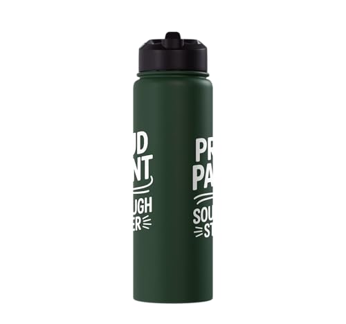 Proud Parent Sourdough Starter Active Yeast Stainless Steel Insulated Water Bottle - color: Dark Green