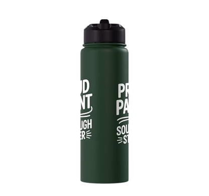Proud Parent Sourdough Starter Active Yeast Stainless Steel Insulated Water Bottle - color: Dark Green