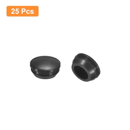 UXCELL 25pcs Silicone Plugs - Rubber Round Snap-in Locking Hole Stoppers for 14-15mm Hole, Waterproof for Metal Tube & Furniture End Caps, Black - size: 14-15mm