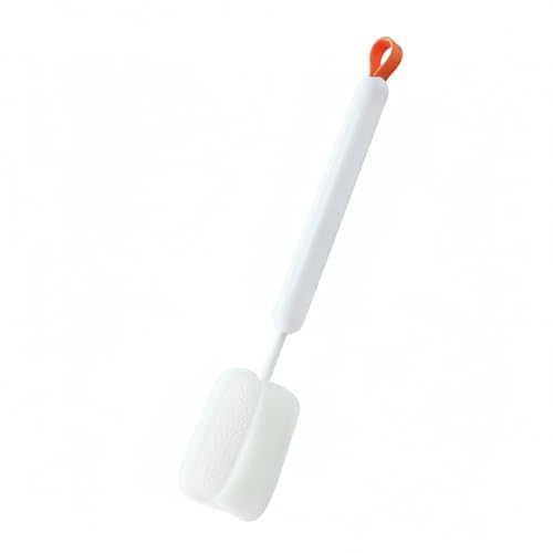 Long Handle Bottle Cleaning Brush with Soft Sponge Head for Deep Cups, Narrow Neck Bottles & Vases - 13 Inch - color: White