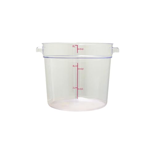 TrueCraftware- 6 Quart Clear Round Food Storage Container Polycarbonate- Commercial Reusable Food Container Canister with Measurement Markings for Meal Prep Pantry Kitchen - size: 6 Quart