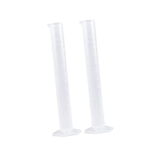 Mobestech 2pcs Plastic Graduated Cylinder Measuring Cylinders for Laboratory Use Accurate Measurements Non-wetting Interior Stable Base for Science Experiments - color: Transparent, size: 25.00X7.00X7.00CM