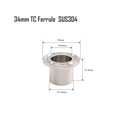 34mm Tri Clamp End Cap - Stainless Steel TC Parts for Homebrew Fermenters & Brew Kettles with Silicone Gasket(1pcs)(Ferrule) - size: Ferrule