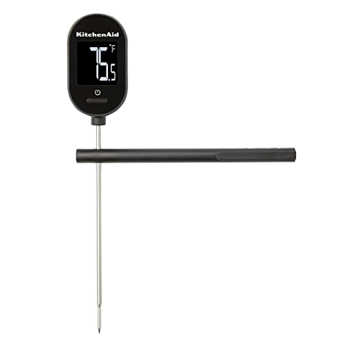 KitchenAid KQ910 Backlit Instant Read Digital Food Kitchen Grill Thermometer, Meat, and Cooking Wireless Thermometerer, Black