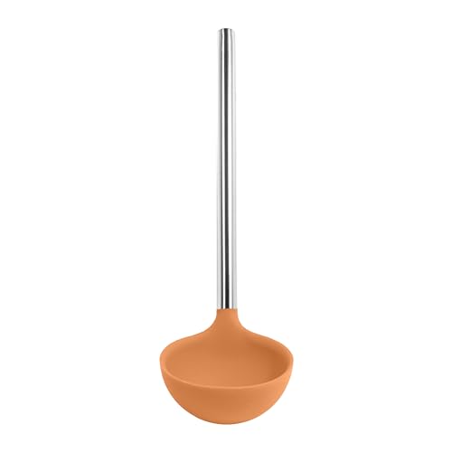 Tovolo Silicone Ladle With Stainless Steel Handle Deep Soup Ladle for Cooking Canning Serving Soup Punch Stew Sauce, Large Kitchen Utensil Spoon Dishwasher Safe BPA Free Silicone Apricot Orange - color: Apricot