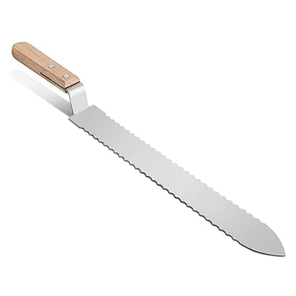 Flexzion Cold Honey Uncapping Tool - 11 Inch Serrated Uncapping Knife, Stainless Steel Honey Knife Uncapping with Ergonomic Wooden Handle, Non-Heated Honeycomb Scraper for Wax & Honey Extraction