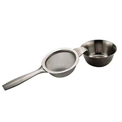 2.24inch Fine Mesh Strainer with Long Handle, Stainless Steel Mini Tea Strainer with dripping bowl, for Straining Teas and Cocktails or Sifting Flour, Sugar, Spices, and Herbs(Silver)
