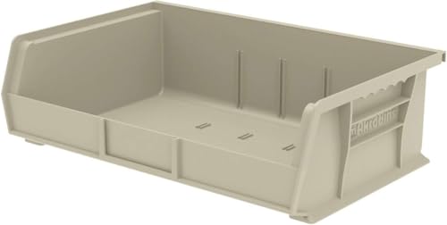 Akro-Mils 30255 AkroBins Plastic Storage Bins, Space-Saving Stackable Bins for Garage, Pantry, Craft Organization, 11" x 16" x 5", Stone, 6-Pack - color: Stone
