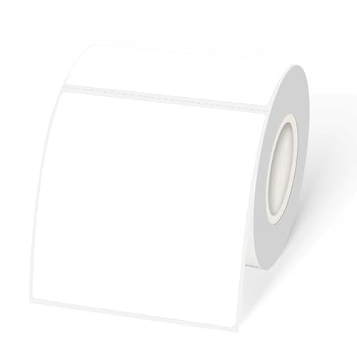 Square Thermal Labels Printer Stickers- 3" x 3", White Self-Adhesive Square Direct Thermal Labels Stickers, Waterproof/Perforation Line Design- 200 Sheets - color: White, size: Square 3'' X 3''