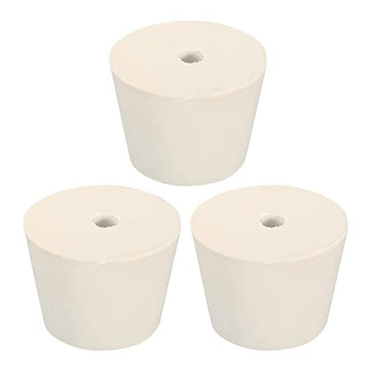 MECCANIXITY Rubber Tapered Plug 32mm to 42mm with 8mm Hole Test Tubes Bungs Stopper White for Lab Home 3 Pieces - size: 32mm to 42mm