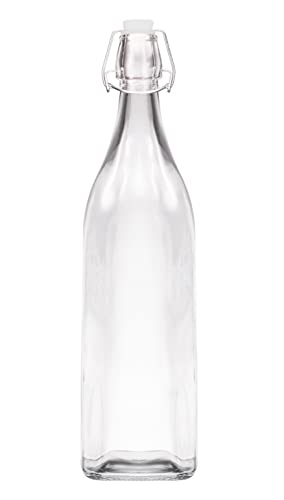 Tiger Chef Swing Top Glass Bottles, Flip Top Bottles For Beverages, Oil Vinegar Kombucha Water Soda Kefir, Beer Brewing, Clear With Airtight Caps, and Leak-Proof Lids (SQUARE, 12) - color: Square