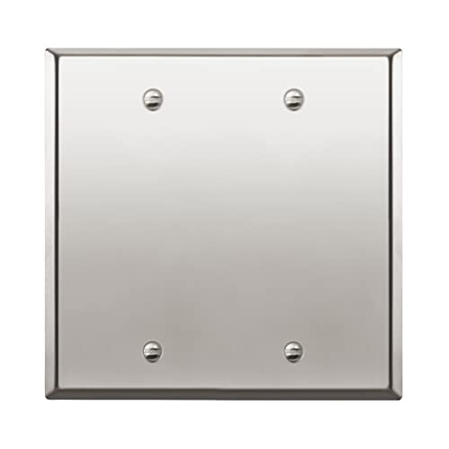 ENERLITES Blank Device Metal Wall Plate, Stainless Steel 201, Corrosion Resistant, Size 2-Gang 4.50" x 4.57", 7702-PC, Polished Chrome, Silver - color: Polished Chrome, size: 2 Gang
