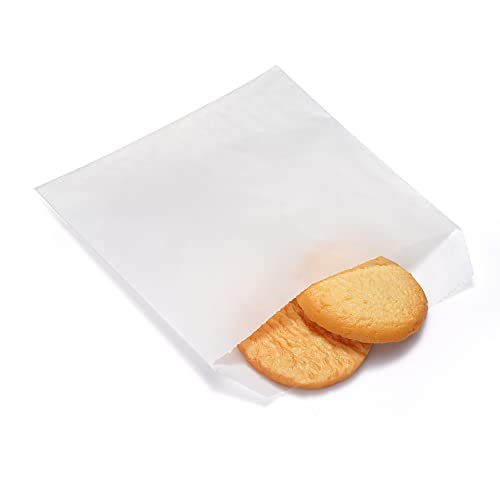 Quotidian White Flat Square Glassine Paper Bags Envelope 5" x 5" (13 x 13cm) Pack of 100 - Baby Shower Dessert Crafting Projects Party Favor - size: 5x5 Inch