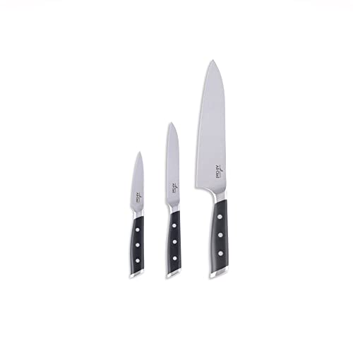 All-Clad Forged Steel Chefs Knife, Utility Knife, Paring Knife 3 Piece Kitchen Knife Set, Knife Block Set, Kitchen Knives, Black - color: Silver/Black, size: 3-Piece Knife Set