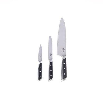 All-Clad Forged Steel Chefs Knife, Utility Knife, Paring Knife 3 Piece Kitchen Knife Set, Knife Block Set, Kitchen Knives, Black - color: Silver/Black, size: 3-Piece Knife Set
