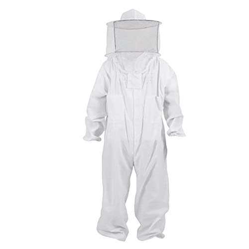 Bee Jacket,Professional Soft Beekeeping,Beekeeping Veil Protective Equipment,Full Keeper Suit with Beekeeper Hat for Men Women (White L) - color: White L