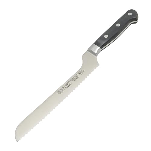 Winco 8" Offset Bread Knife, Triple Riveted, Full Tang Forged Blade