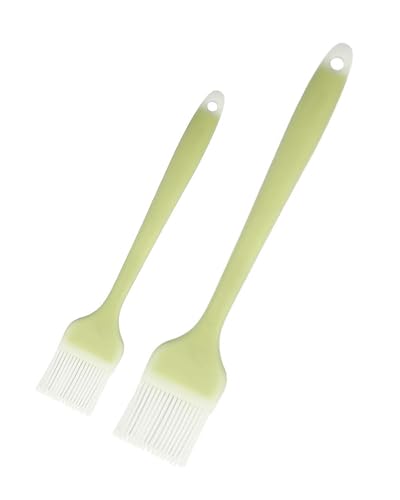 Pastry Brush Silicone Basting Brush for Cooking,2PCS 10+8 in Heat Resistant Food Brushes for Baking, Grilling, Cooking and Spreading Oil, Butter, BBQ Sauce, or Marinade (Green) - color: Green