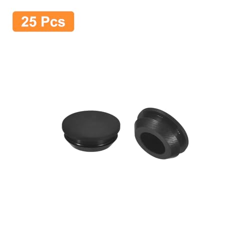 uxcell 25Pcs Silicone Plugs, Rubber Round Snap in Locking Hole Plugs for 12-13mm Hole, Hole Stoppers Waterproof Hole Plug for Metal Tube, Furniture End Caps Inserts, Black - size: 12-13mm