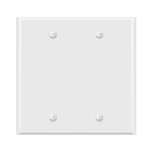 ENERLITES Blank Device Metal Wall Plate, Corrosion Resistant, Standard Size 2-Gang 4.50" x 4.57", Powder Coated Stamped Steel, 7702-WG, White Gloss - color: White Gloss, size: 2 Gang