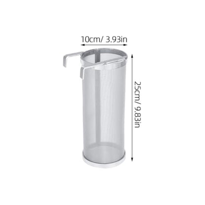 Stainless Steel Filter Net Barrel with Hook Lightweight Permanent Wine and Beer Brewing Strainer for Home Use during Family Days or Camping Trips