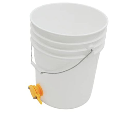 House Naturals Plastic 5 Gallon Honey Food Grade Bucket with Honey Gate for Beekeeping Apiary and Screw on Lid (White) - color: White