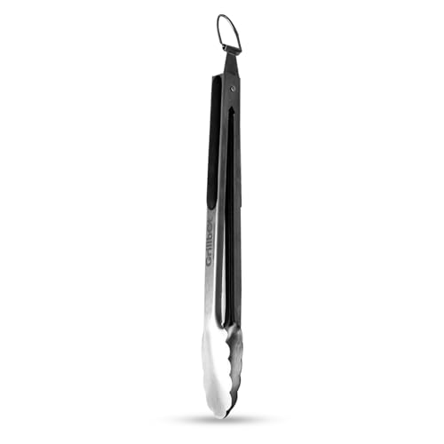 Grillbot Grill Metal Tongs for Cooking, Heavy-Duty Kitchen Tongs Stainless Steel with Long Handles & Locking Grip, Dishwasher Safe - color: BBQ Tong