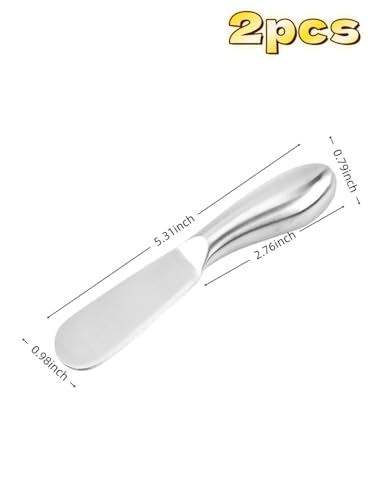 2 Pcs Stainless Steel Butter Knife Butter Spreader, Durable Cheese Spreader Knives for Cocktail, Seasoning, Jam, Pastry, Cooked Food Boards & Daily Kitchen Necessities