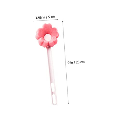 Yardwe Flower Shaped Sponge Bottle Brush Long Handled Bottle Cleaner for Feeding Bottles Water Cups and Kettles Portable Cup Cleaning Brush for Kitchen Bathroom and Restaurant Use