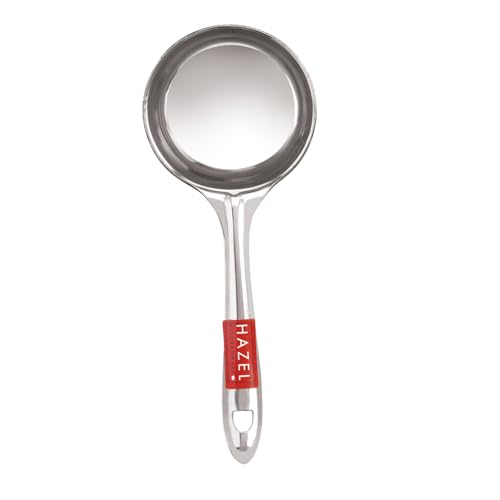 HAZEL Stainless Steel Round Ladle Spoon | Kadchi for Cooking & Serving Dal Ladle for Kitchen | Heavy Duty Stainless Steel Spoodle 8 cm Dia - size: Set of 1, style: Dosa Ladle