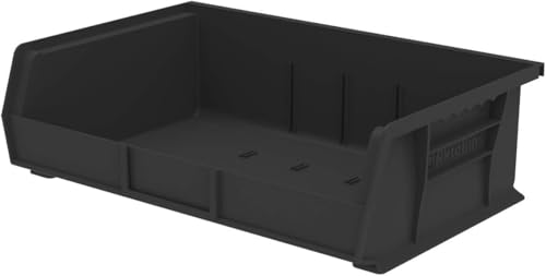 Akro-Mils 30255 AkroBins Plastic Storage Bins, Space-Saving Stackable Bins for Garage, Pantry, Craft Organization, 11" x 16" x 5", Black, 6-Pack - color: Black