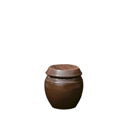 Earthenware Onggi Korean Traditional Clay Jar Ceramic Canister/Handmade Food Sauce Storage Container for Tea, Coffee Bean, Salt/Breathing Clay Pot Kimchi Fermentation Crock (5L(1.3 gal)) - size: 169.1 Ounces
