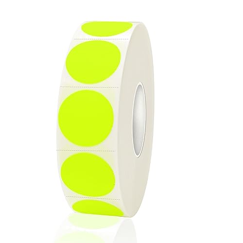 1200 Pieces 0.75 Inch Round Color Coding Label Garage Sale Stickers Yard Sale Price Sticker Permanent Adhesive Dots Stickers,Easily Writable with Perforation Line (Fluorescent Yellow) - color: Fluorescent Yellow, size: 0.75 inch-1 roll