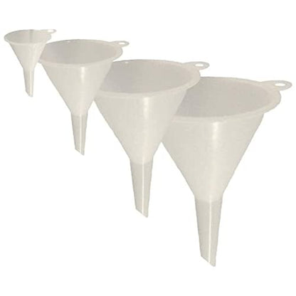 Chef Craft Set of 4 General Purpose Plastic Assorted Sizes Nested Funnel Set, White