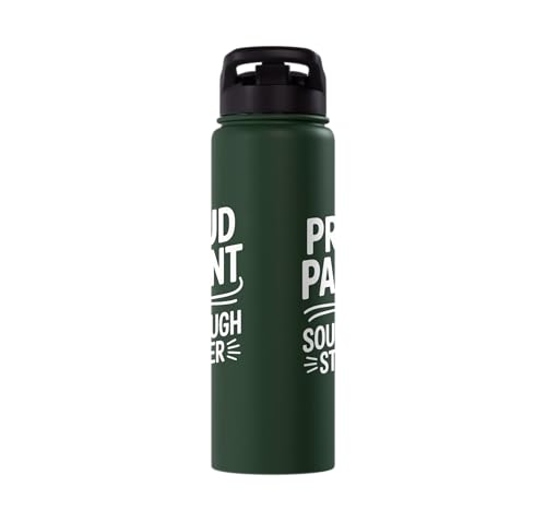 Proud Parent Sourdough Starter Active Yeast Stainless Steel Insulated Water Bottle - color: Dark Green