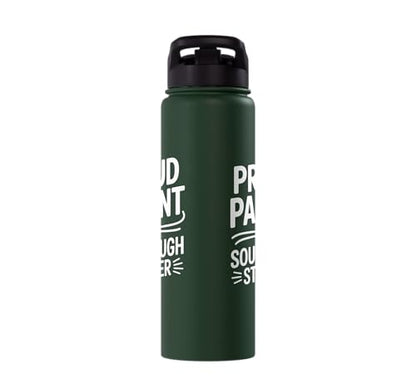 Proud Parent Sourdough Starter Active Yeast Stainless Steel Insulated Water Bottle - color: Dark Green