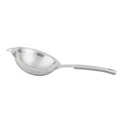 Restaurantware Fine Mesh Strainer - 1 Count - Met Lux 13.19" x 6.3" Stainless Steel Fine Mesh Sieve, Adjustable Tilt Strainer, Hanging Hole, Easy to Clean - Sieve For Flour and Juice - size: 13.25" x 6.25"