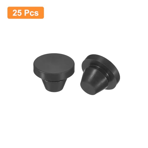 uxcell 25pcs Silicone Round Snap-in Locking Hole Stoppers, Waterproof Hole Plugs for 8-8.5mm Metal Tube & Furniture End Caps, Black - size: 8-8.5mm