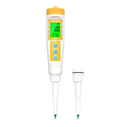 YINMIK Food pH Meter with Extra pH Replaceable Probe,Digital pH Tester for Sourdough and Bread,Food pH Tester for Meat,Canning,Cheese,Solid Samples, Soft Soil and Water… - color: Yellow New Food pH Meter