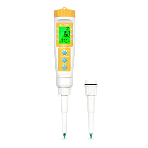 YINMIK Food pH Meter with Extra pH Replaceable Probe,Digital pH Tester for Sourdough and Bread,Food pH Tester for Meat,Canning,Cheese,Solid Samples, Soft Soil and Water… - color: Yellow New Food pH Meter