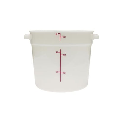 TrueCraftware- 6 Quart White Round Food Storage Container Polypropylene- Commercial Reusable Food Container Canister with Measurement Markings for Meal Prep Pantry Kitchen - size: 6 Quart