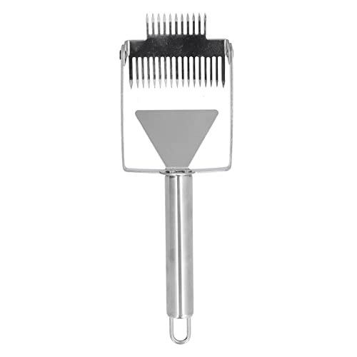 Qiilu Honey Scraper Tool Uncapping Fork Double Head Honey Cutting Fork Beekeeping Equipment for Beekeepers (Stainless Steel Handle Double Ended)