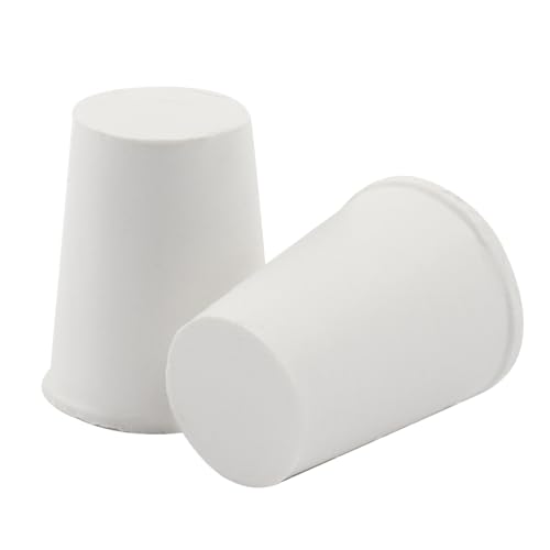 Solid Rubber Stoppers, Size 00#, 20 Pack | Tapered Plugs, White Natural Rubber Bungs, For Test Tubes, Flasks & Lab Equipment - size: 00#