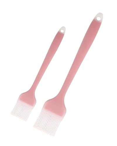 Pastry Brush Silicone Basting Brush for Cooking,2PCS 10+8 in Heat Resistant Food Brushes for Baking, Grilling, Cooking and Spreading Oil, Butter, BBQ Sauce, or Marinade (Red) - color: Red