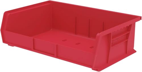 Akro-Mils 30255 AkroBins Plastic Storage Bins, Space-Saving Stackable Bins for Garage, Pantry, Craft Organization, 11" x 16" x 5", Red, 6-Pack - color: Red