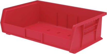 Akro-Mils 30255 AkroBins Plastic Storage Bins, Space-Saving Stackable Bins for Garage, Pantry, Craft Organization, 11" x 16" x 5", Red, 6-Pack - color: Red