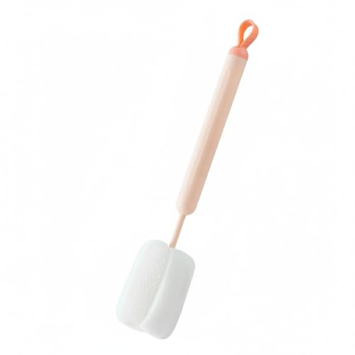 Long Handle Bottle Cleaning Brush with Soft Sponge Head for Deep Cups, Narrow Neck Bottles & Vases - 13 Inch - color: Pink